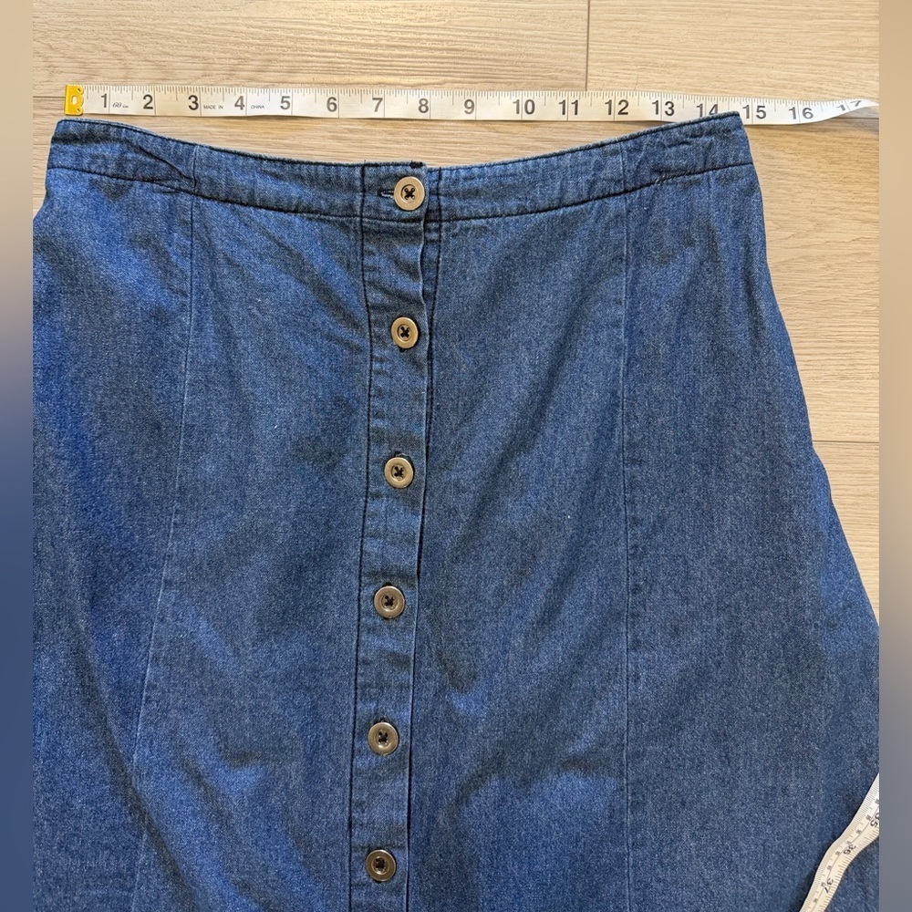 Vermont Country Store Denim Midi Skirt Sz M P Boho Retro A Line Ranch Western - Picture 5 of 8